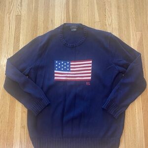 Polo Ralph Lauren American Flag Sweater Men's Preowned Navy XL